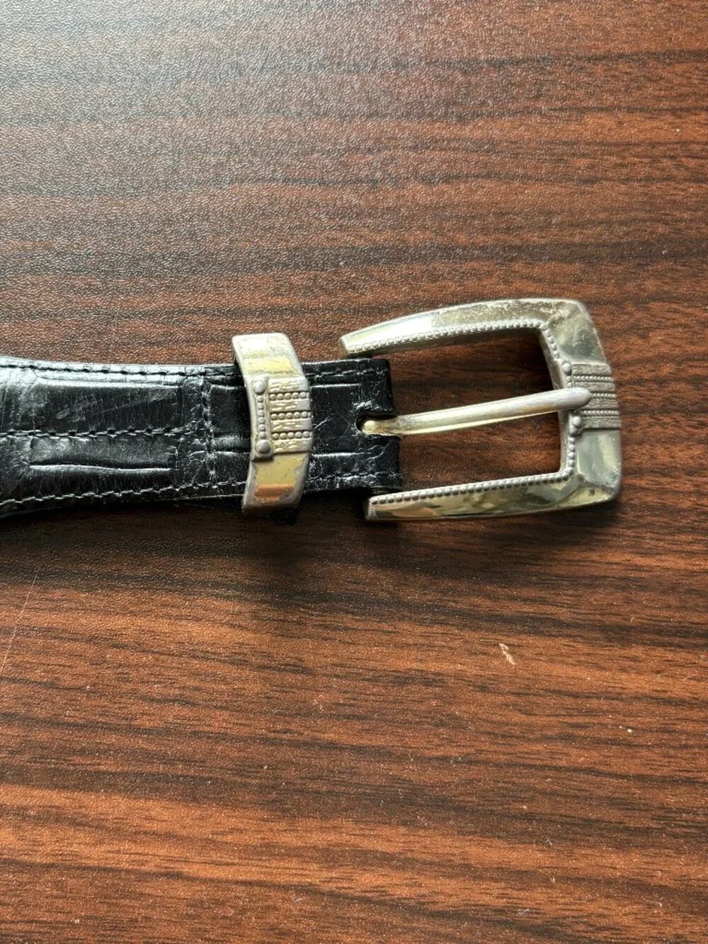 Vintage Brighton Croc Leather Western Boho Belt Silver Buckle Gothic Grunge 40